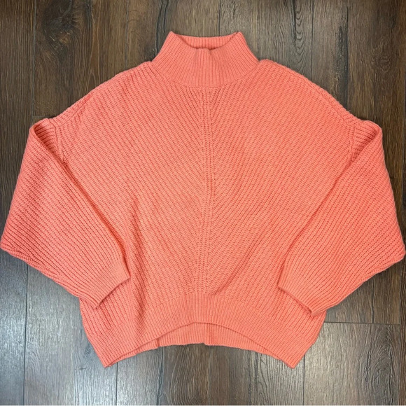 Express coral mock turtle neck sweater SZ MED - Picture 1 of 4